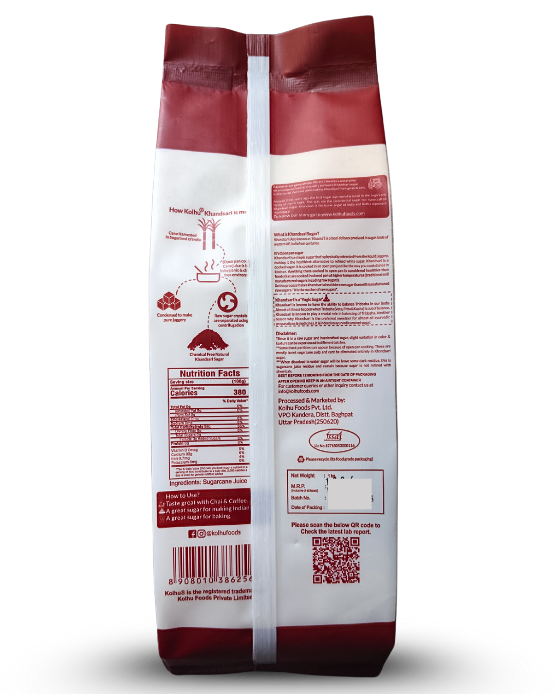 Kolhu Natural Khandsari Sugar (Desi Khand) 5Kg (1Kgx5)