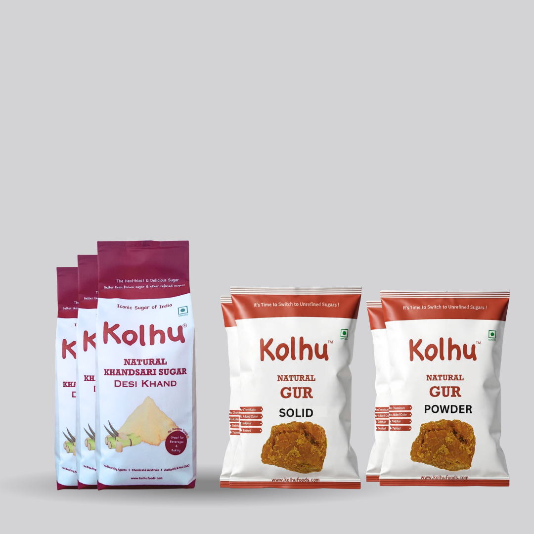 Value Sweetener Pack 4.6Kg (Desi Khand 3Kg(1Kgx3) + Jaggery Solid 800g(400gx2) + Jaggery Powder 800g(400gx2))