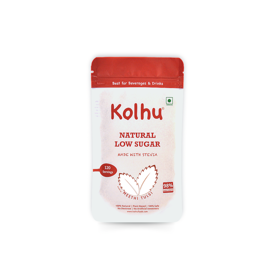Kolhu Natural Low Sugar 240g | Made With stevia (Pack of 2, 120g Each)