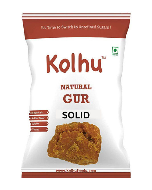 Kolhu Natural Gur Solid (Jaggery Solid) 1.6Kg (400gx4)