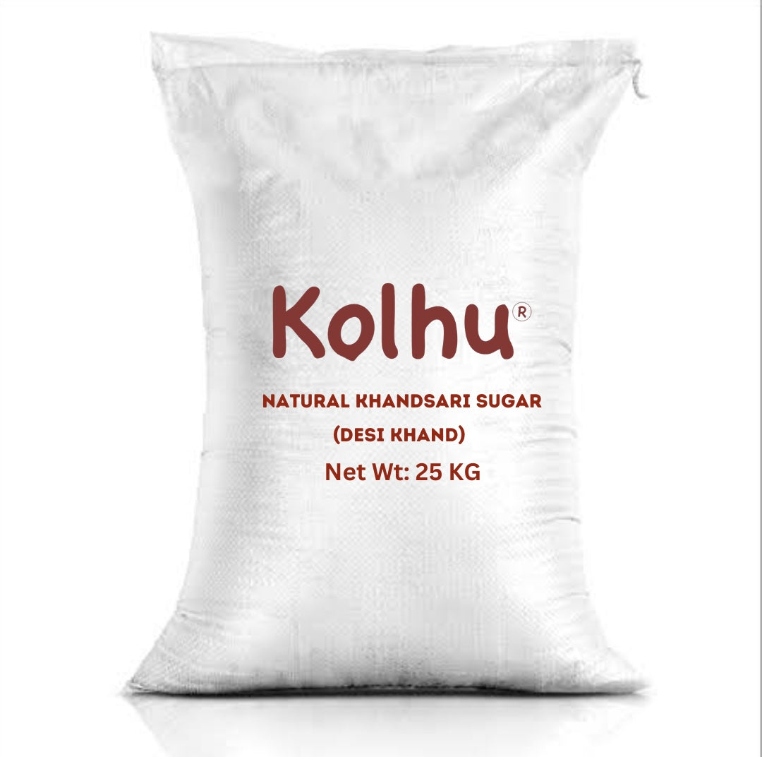Natural Khandsari Sugar (Desi Khand) 25Kg PP Bulk Bag