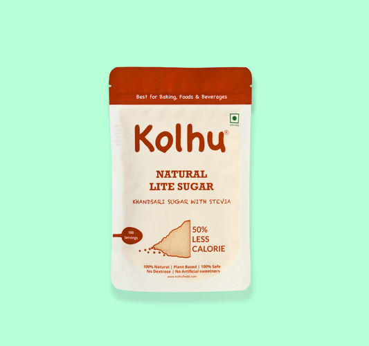 Kolhu Natural Lite Sugar 1Kg [Khandsari Sugar + Stevia] (Pack of 4)