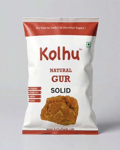 Kolhu Natural Gur Solid (Jaggery Solid) 1.6Kg (400gx4)