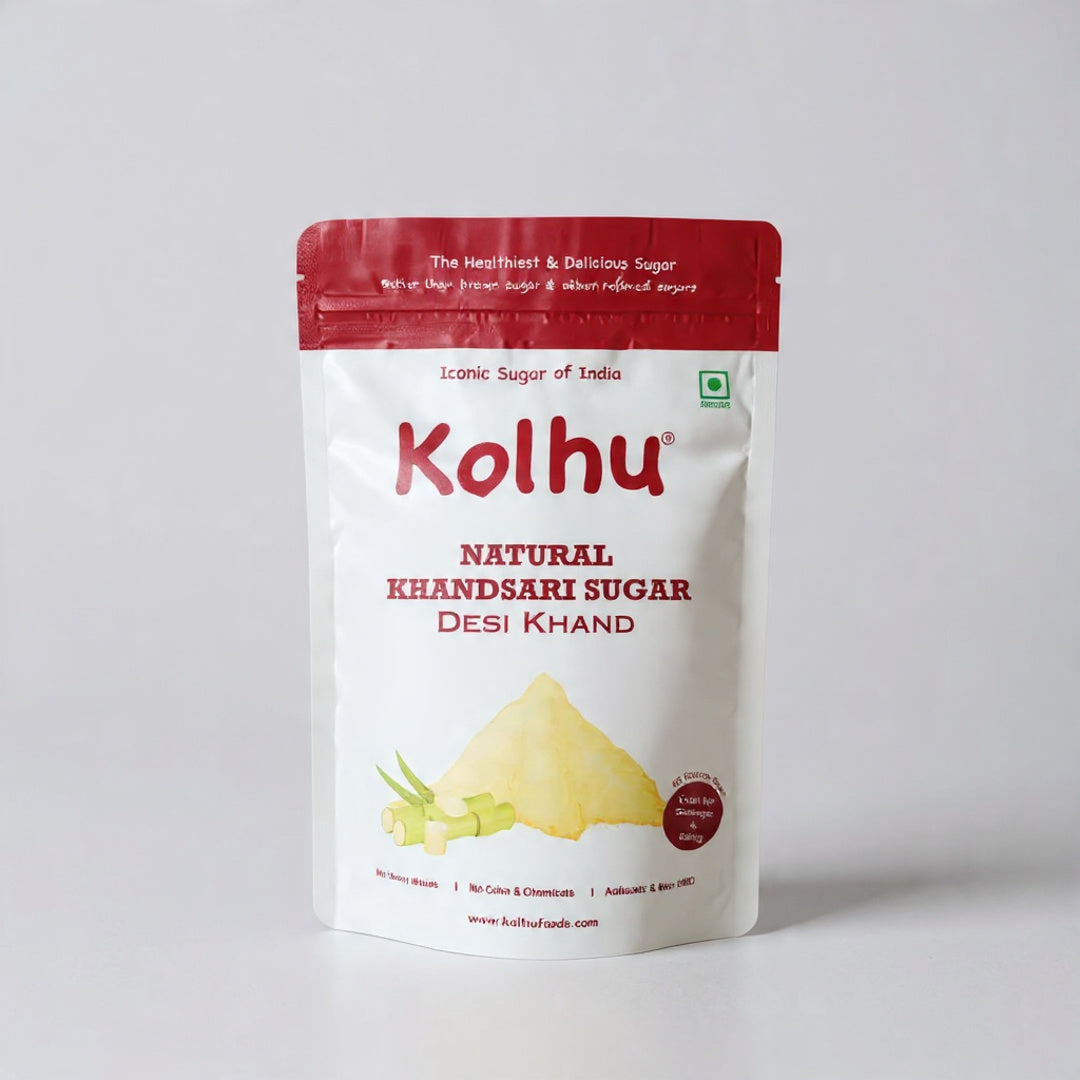 Kolhu Natural Khandsari Sugar 3Kg [Pack of 6, 500g Each] [Desi Khand, Raw Sugar]