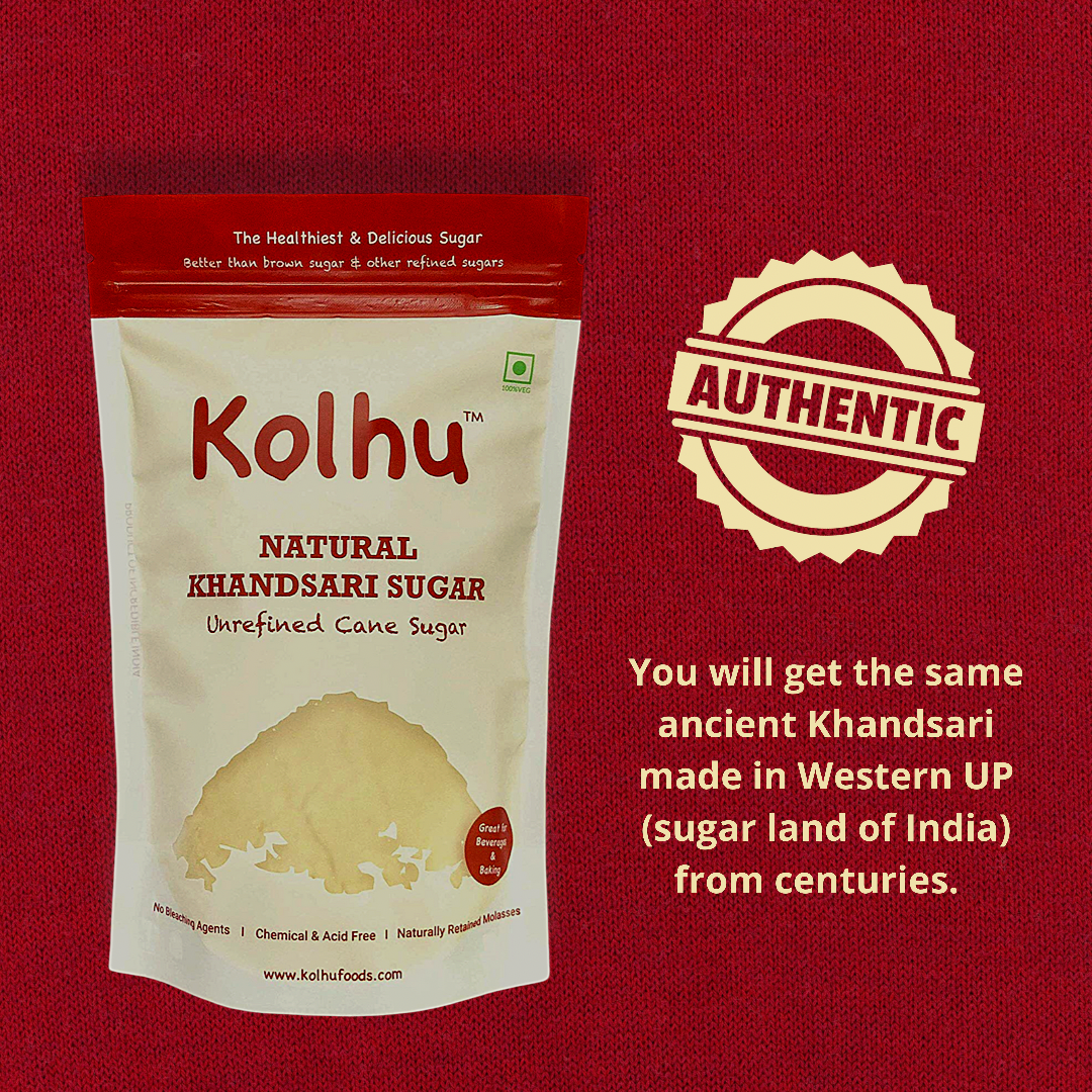 Kolhu Natural Khandsari Sugar 3Kg [Pack of 6, 500g Each] [Desi Khand, Raw Sugar]